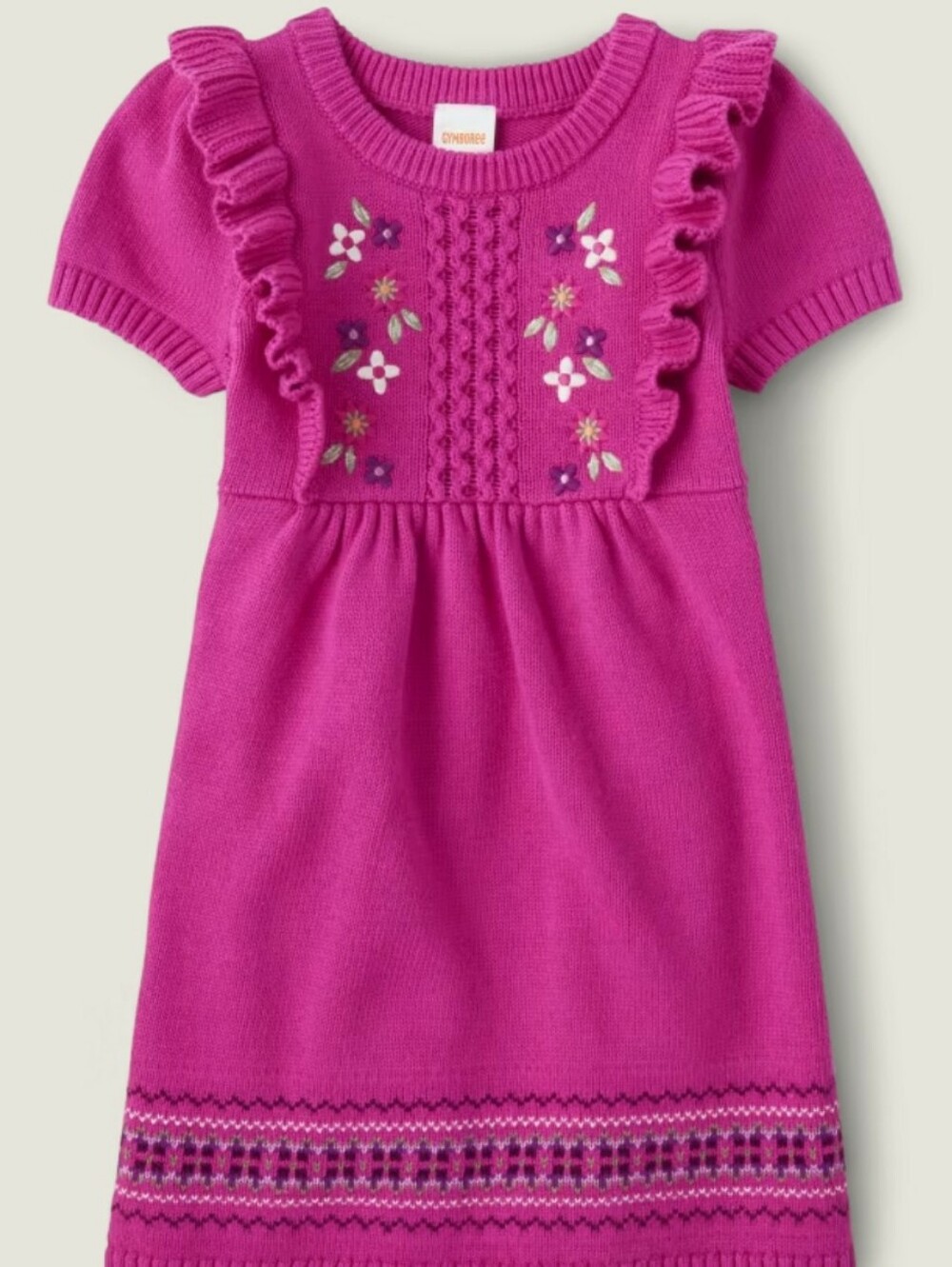 Gymboree | 100% Cotton Girls' Embroidered Floral Knit Sweater Dress